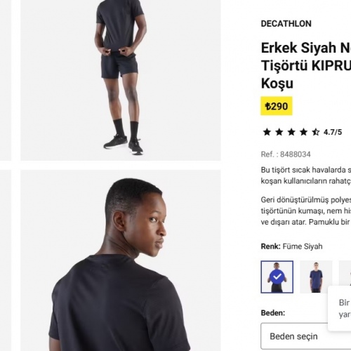 Erkek Siyah Nefes Alan Spor Tişörtü KIPRUN Dry 100 - Koşu