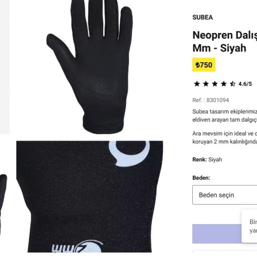 Neopren Dalış Eldiveni - 2 Mm - Siyah